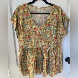 Floral V-Neck Women Top
